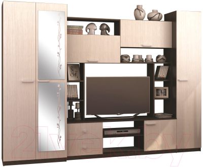 Стенка Стендмебель Марта-М (дуб белфорт/венге) - фото