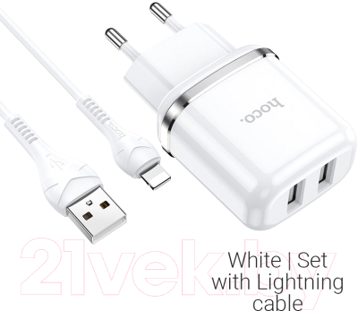 Зарядное устройство сетевое Hoco N4 + кабель AM-microBM / 6931474731043