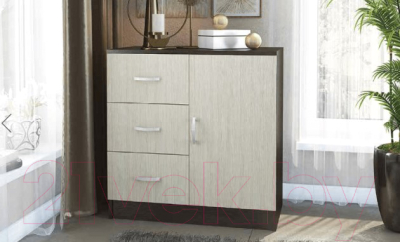 Тумба Стендмебель Басса КМ-553-М 3 ящика 1 створка (дуб белфорт/венге)