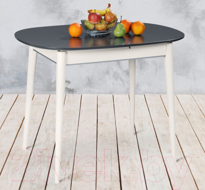 Обеденный стол ТехКомПро Арека М / 121373 (бук/тон черная эмаль/тон подстолья 1/ножка 8)