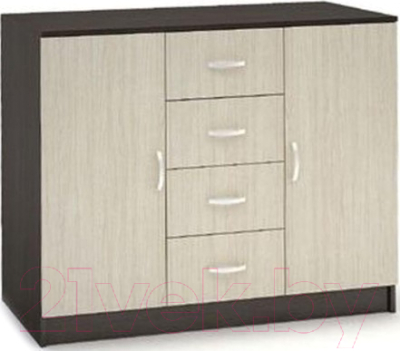 Тумба Стендмебель Басса КМ-555-М 4 ящика 2 створки (дуб белфорт/венге) - фото