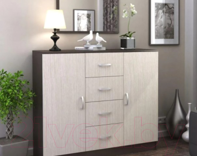 Тумба Стендмебель Басса КМ-555-М 4 ящика 2 створки (дуб белфорт/венге)