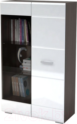 Стеллаж Стендмебель Вегас (белый глянец/венге) - фото