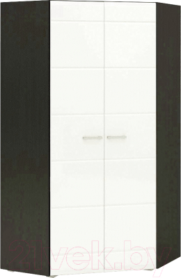 Шкаф Стендмебель Вегас угловой двухстворчатый (белый глянец/венге) - фото