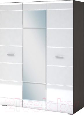 Шкаф Стендмебель Вегас трехстворчатый (белый глянец/венге) - фото