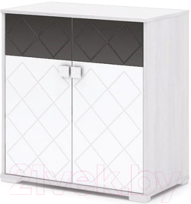 Тумба Стендмебель Сальма КМ-021 (белый глянец/ясень анкор) - фото