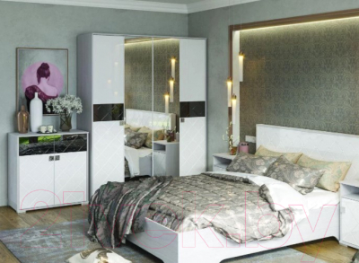 Тумба Стендмебель Сальма КМ-021 (белый глянец/ясень анкор)