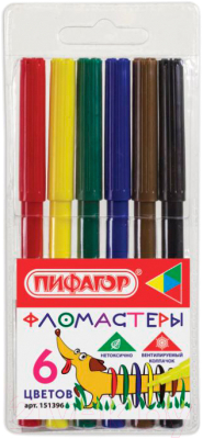 Фломастеры Пифагор Веселая такса / 151396 - фото