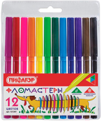 Фломастеры Пифагор Веселая такса / 151397 - фото