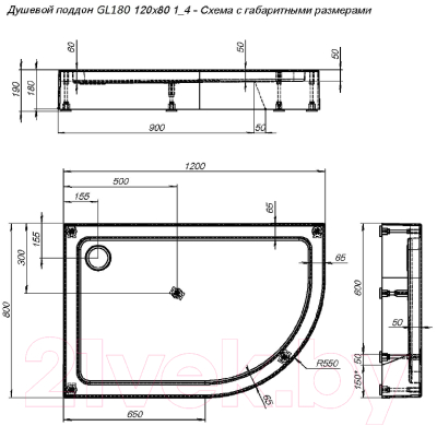 Душевой поддон Aquanet GL180 120x80x18 L / 265566
