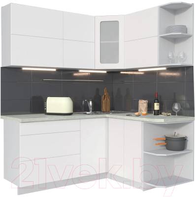Готовая кухня Интерлиния Мила Матте 1.5x1.8 А правая - фото