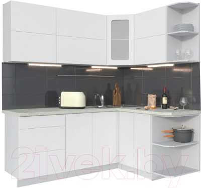 Готовая кухня Интерлиния Мила Матте 1.5x2.0 А правая - фото