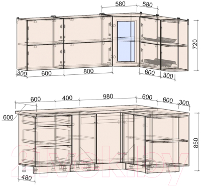 Готовая кухня Интерлиния Мила Матте 1.5x2.0 А правая