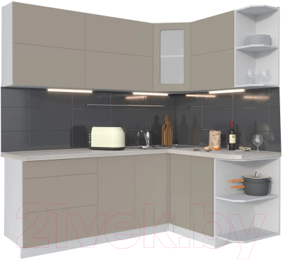 Готовая кухня Интерлиния Мила Матте 1.5x2.1 А правая - фото
