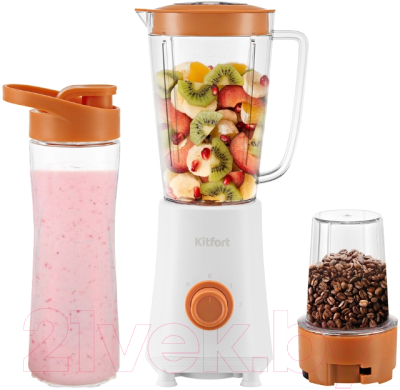 Блендер стационарный Kitfort KT-3055-1 (белый/оранжевый) - фото