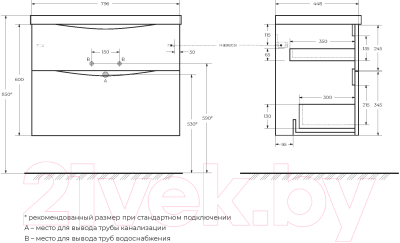 Тумба под умывальник BelBagno Marino-H60-800-2C-SO-BL-P