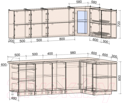 Готовая кухня Интерлиния Мила Матте 1.5x2.4 А правая