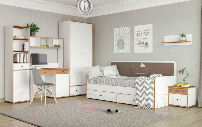 Письменный стол Mobi Вуди 12.42 (белый премиум/дуб золотой Craft)