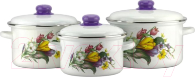 Набор кастрюль Эмаль Крокусы 2-3127/4М - фото
