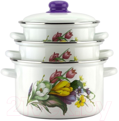 Набор кастрюль Эмаль Крокусы 2-3127/4М