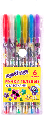 Набор гелевых ручек Юнландия Блестки / 142802 - фото