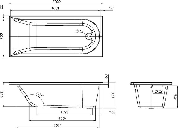 Ванна акриловая AM.PM Spirit W72A-170-075W-A2 (с каркасом)