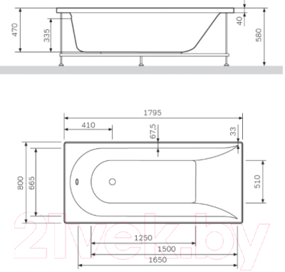 Ванна акриловая AM.PM Spirit W72A-180-080W-A2 (с каркасом)