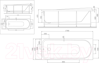 Ванна акриловая AM.PM Like W80A-170-070W-A (с каркасом)