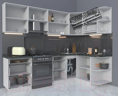 Готовая кухня Интерлиния Мила Матте 1.5x2.6 Б правая