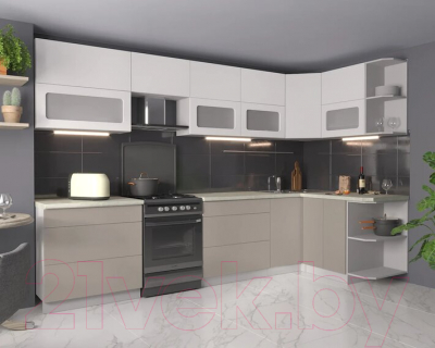 Готовая кухня Интерлиния Мила Матте 1.5x3.2 Б правая