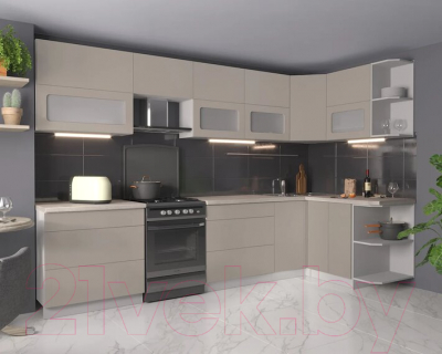 Готовая кухня Интерлиния Мила Матте 1.5x3.2 Б правая