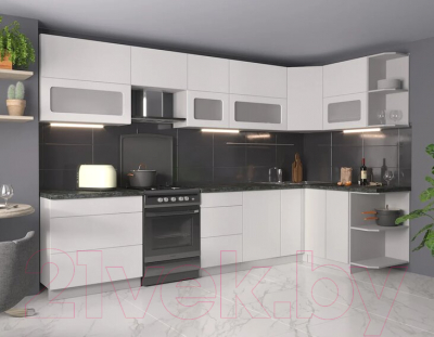 Готовая кухня Интерлиния Мила Матте 1.5x3.3 Б правая