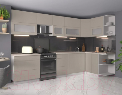 Готовая кухня Интерлиния Мила Матте 1.5x3.3 Б правая