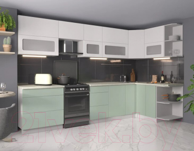 Готовая кухня Интерлиния Мила Матте 1.5x3.3 Б правая