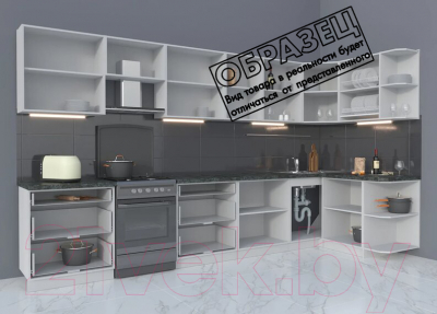 Готовая кухня Интерлиния Мила Матте 1.5x3.7 Б правая