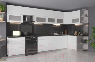 Готовая кухня Интерлиния Мила Матте 1.5x3.8 Б правая