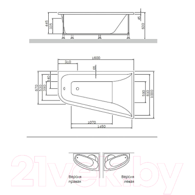 Ванна акриловая AM.PM Spirit W72A-160R100W-A2 (с каркасом)