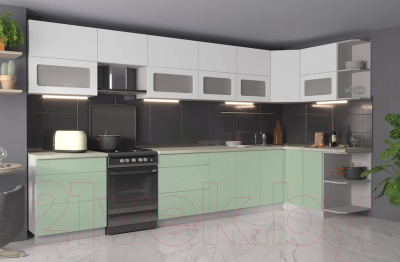 Готовая кухня Интерлиния Мила Матте 1.5x3.8 Б правая