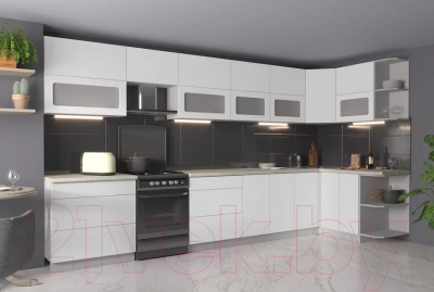 Готовая кухня Интерлиния Мила Матте 1.5x3.9 Б правая