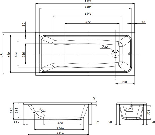 Ванна акриловая AM.PM Gem W90A-160-070W-A