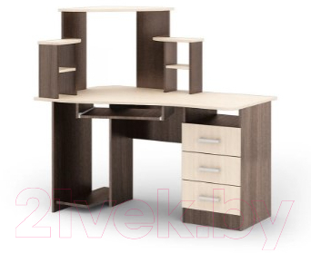 Компьютерный стол Стендмебель №1 (ясень шимо светлый/ясень шимо темный) - фото