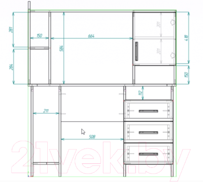 Компьютерный стол Стендмебель №1 (ясень шимо светлый/ясень шимо темный)