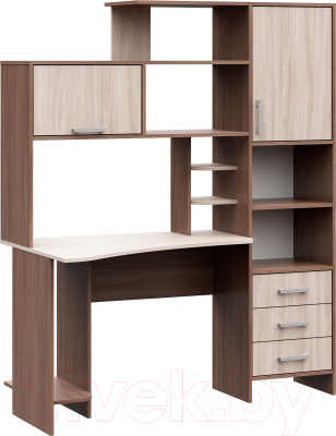 Компьютерный стол Стендмебель №6 (ясень шимо светлый/ясень шимо темный) - фото