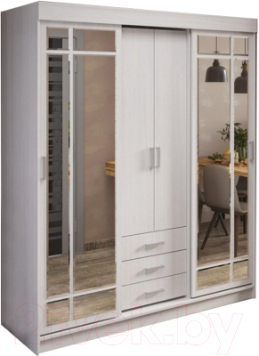 Шкаф-купе Стендмебель Лидер 1К (ясень анкор) - фото