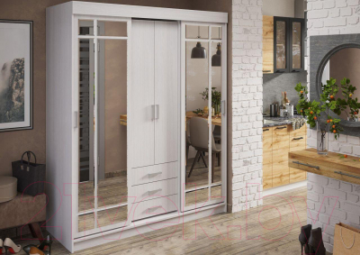 Шкаф-купе Стендмебель Лидер 1К (ясень анкор)