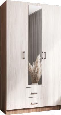 Шкаф Стендмебель Трио трехстворчатый (ясень шимо светлый/ясень шимо темный) - фото