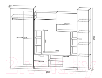 Стенка Стендмебель Марта-М (ясень анкор)