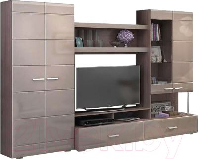 Стенка Стендмебель Вегас 1 (кофе с молоком/ясень шимо темный) - фото