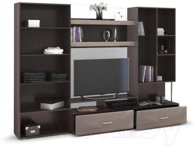 Стенка Стендмебель Вегас 1 (кофе с молоком/ясень шимо темный)