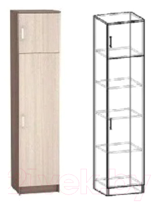 Шкаф-пенал Стендмебель Машенька ПН-204 (ясень шимо светлый/ясень шимо темный)